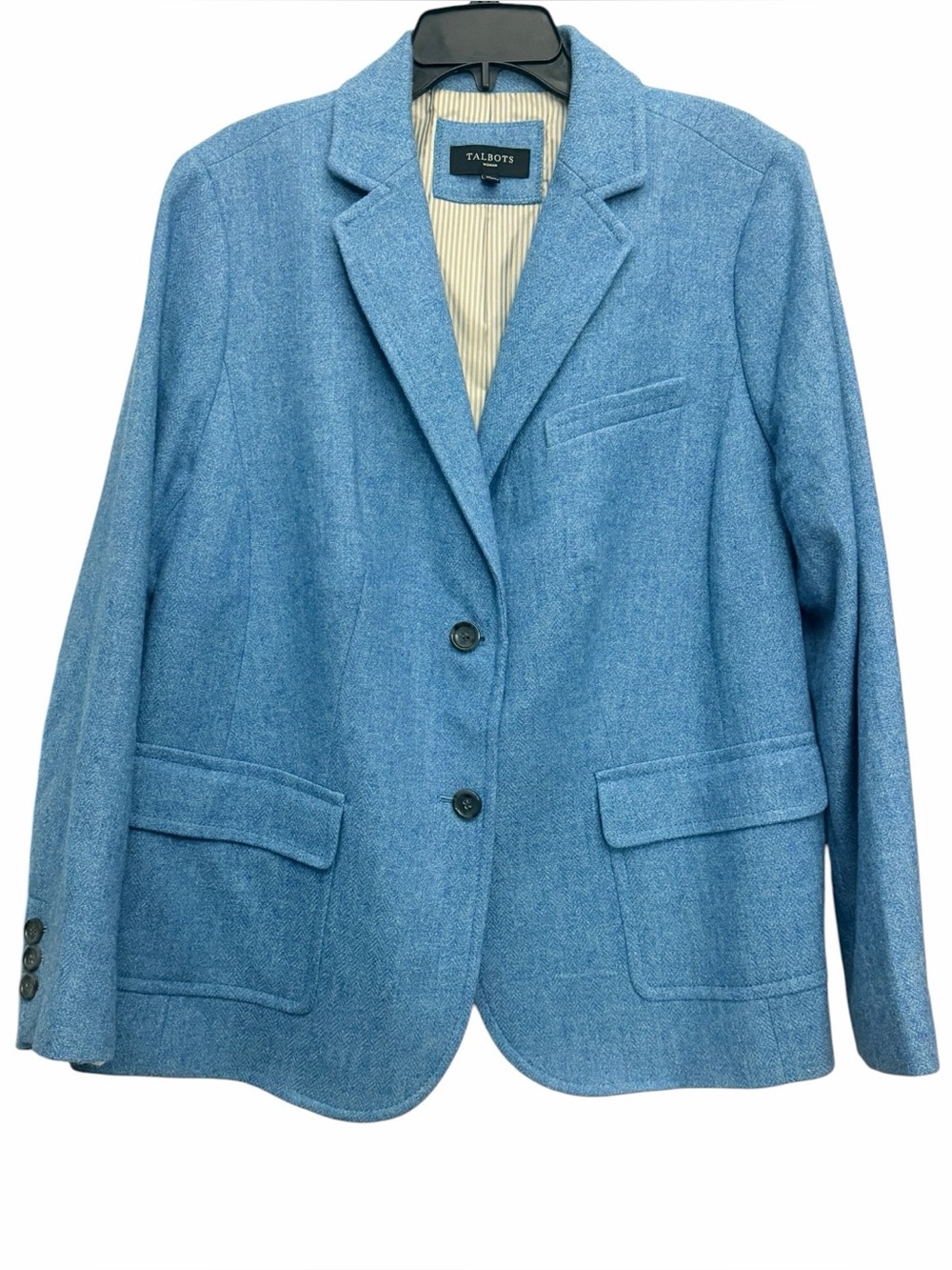 Talbots Herringbone Shetland Blazer Size 16W Blue Academia Preppy